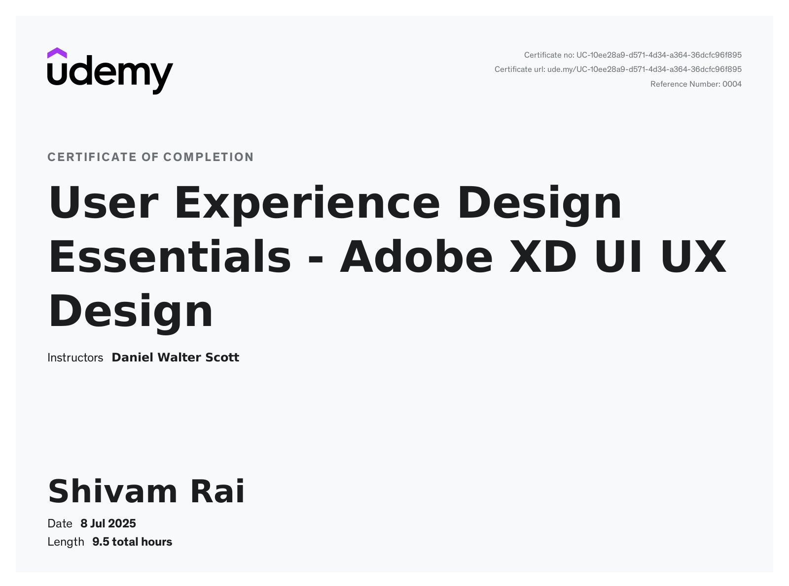 UX Design Essentials - Adobe XD Certificate